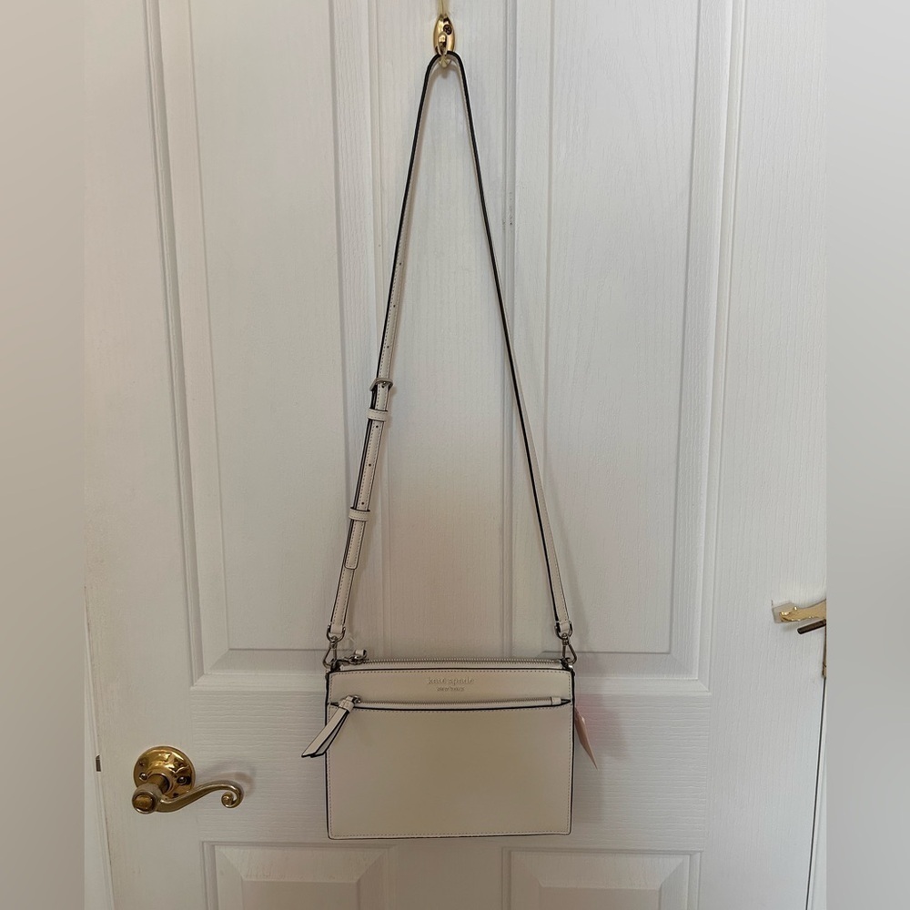NWT KATE SPADE Leather Bag, Zip Crossbody, CAMERON, White. - Picture 4 of 8